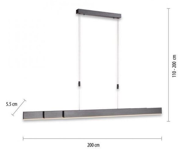 Paul Neuhaus Závěsné LED svítidlo PURE-MOTO, 3x13W, d. 120 cm, 2700-5000K, nastavitelné Barva: Zlatá