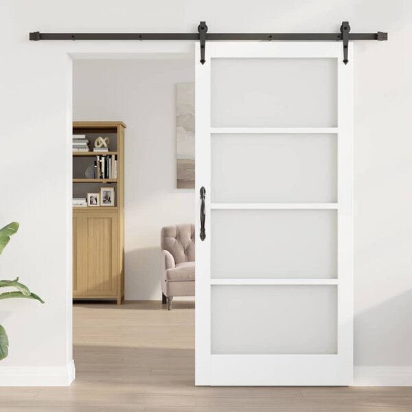 Posuvné dveře ORKDAL 93 x 202 cm Masivní borové dřevo a sklo 3332484