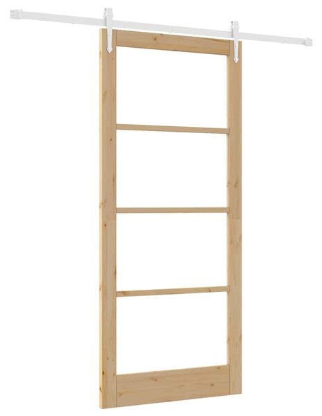 Posuvné dveře 93 x 211 cm Masivní borové dřevo a sklo Přírodní 3332429