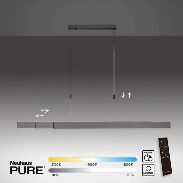 Paul Neuhaus Závěsné LED svítidlo PURE-MOTO, 3x13W, d. 120 cm, 2700-5000K, nastavitelné Barva: Zlatá