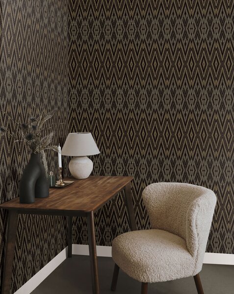 Černo-hnědá geometrická vliesová tapeta na zeď, EV3912, Candice Olson Casual Elegance, York