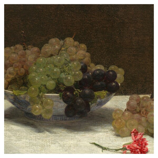 Obraz - Henri Fantin-Latour, Still Life with Grapes and a Carnation, reprodukce (30x30 cm)