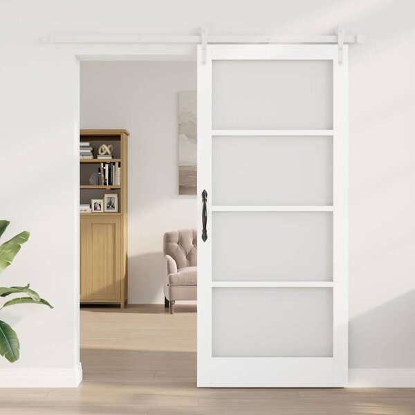 Posuvné dveře 93 x 211 cm Masivní borové dřevo a sklo Bílá 3332430