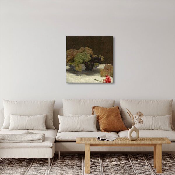 Obraz - Henri Fantin-Latour, Still Life with Grapes and a Carnation, reprodukce (30x30 cm)