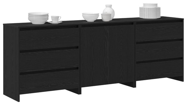 Servírovací skříň 3 ks Černá 70 x 41 x 75 cm Kompozitní dřevo 3332501
