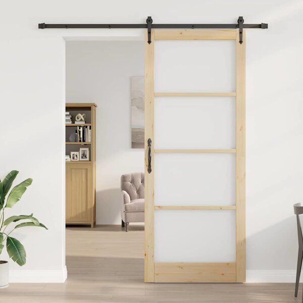 Posuvné dveře ORKDAL 93 x 232 cm Masivní borové dřevo a sklo 3332487