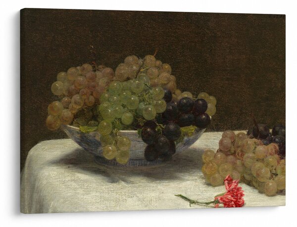 Obraz - Henri Fantin-Latour, Still Life with Grapes and a Carnation, reprodukce (70x50 cm)