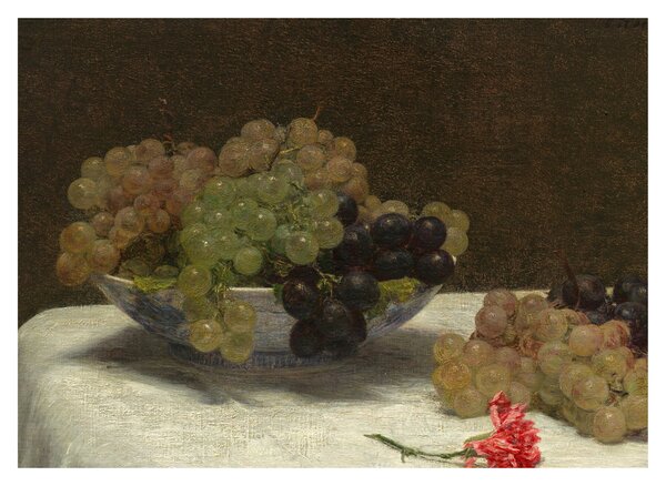 Obraz - Henri Fantin-Latour, Still Life with Grapes and a Carnation, reprodukce (70x50 cm)