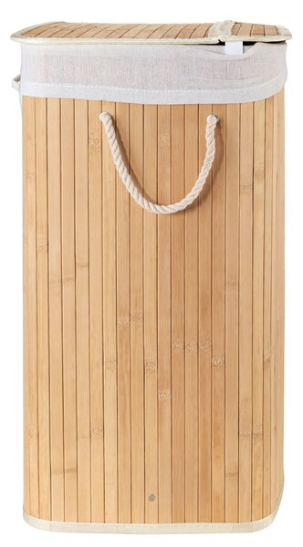 Bambusový koš na prádlo s víkem Compactor Bamboo XXL 105 L - 2dílný, přírodní,52 x 32 x 63