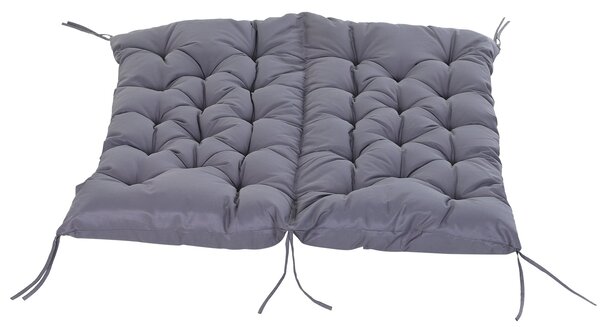 Polštář na lavičku Outsunny s opěrkou 132x110x10 cm pro zahradní lavičku s 6 upevňovacími provázky pro terasu Tmavě šedá | Aosom