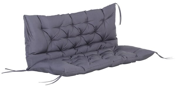 Polštář na lavičku Outsunny s opěrkou 132x110x10 cm pro zahradní lavičku s 6 upevňovacími provázky pro terasu Tmavě šedá | Aosom
