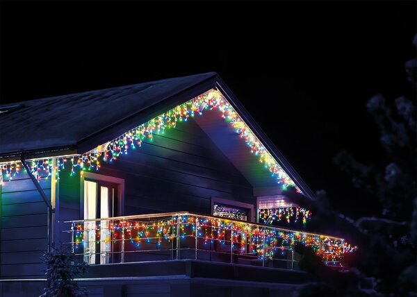 Venkovní LED vánoční závěs - různobarevná, 8 programů, různé délky na výběr Délka světelné části a počet LED: 5m, 200 LED
