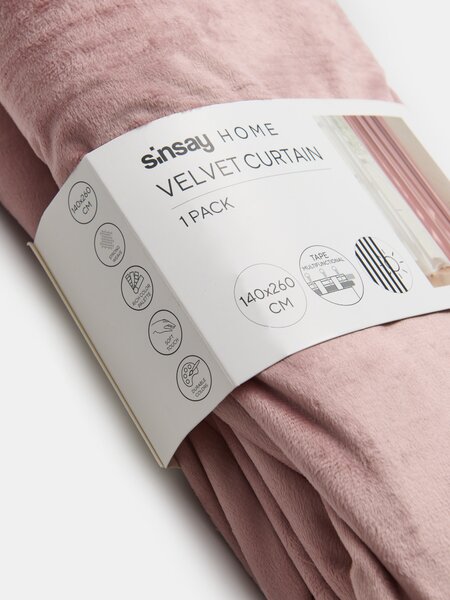 Sinsay - Sametový závěs na pásce - pastelová růžová