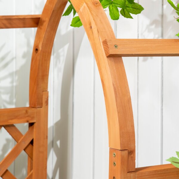 Outsunny Obloukový Květináč s Trellis, Podpora pro Popínavé Rostliny, Květinová Dekorace do Zahrady, Terasy nebo na Balkon 83x36x152 cm Přírodní | Aos
