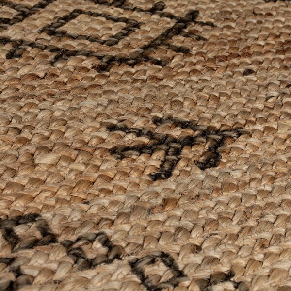 Flair Rugs, Kusový koberec Printed Jute Rowen Natural/Black, 200x290, béžová, chodba / předsíň