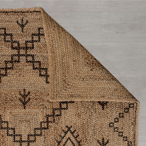 Flair Rugs, Kusový koberec Printed Jute Rowen Natural/Black, 200x290, béžová, chodba / předsíň