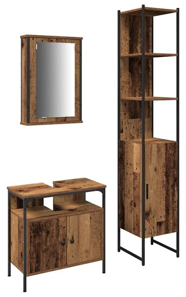Sada koupelnového nábytku 3 ks Staré dřevo 33 x 33 x 185,5 cm 3332555
