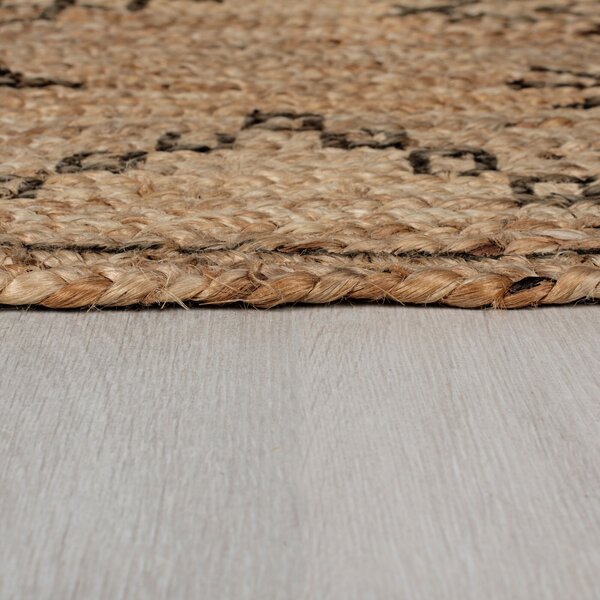 Flair Rugs, Kusový koberec Printed Jute Rowen Natural/Black, 200x290, béžová, chodba / předsíň