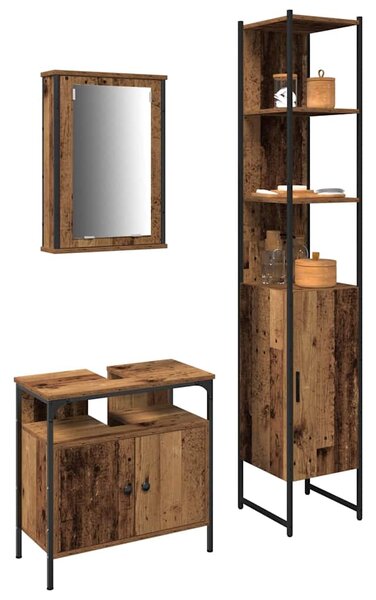 Sada koupelnového nábytku 3 ks Staré dřevo 33 x 33 x 185,5 cm 3332555