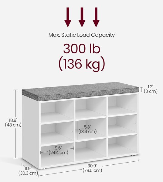 SONGMICS Botník Vasagle Endersen 78 cm bílý