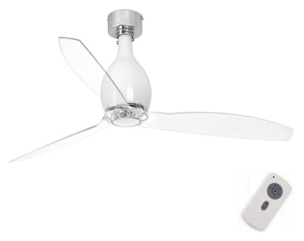 FARO 32020-Stropní ventilátor MINI ETERFAN bílá/čirá pr. 128 cm+dálkové ovládání