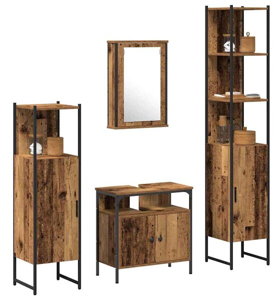 Sada koupelnového nábytku 4 ks Staré dřevo 33 x 33 x 185,5 cm 3332594