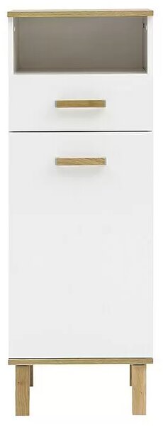 Vysoká koupelnová skříňka Schildmeyer Padova / 40 x 35 x 115 cm / dub / bílá