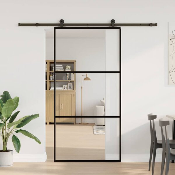 Posuvné dveře s kováním 102x205 cm ESG sklo a hliník 3332808