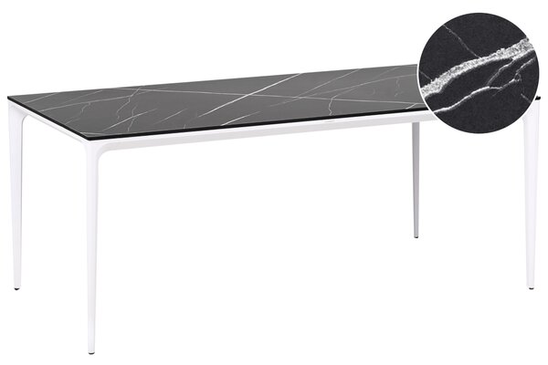 Zahradní jídelní stůl SOVARETO 180 cm 90 cm Mramorový efekt Černý mramor