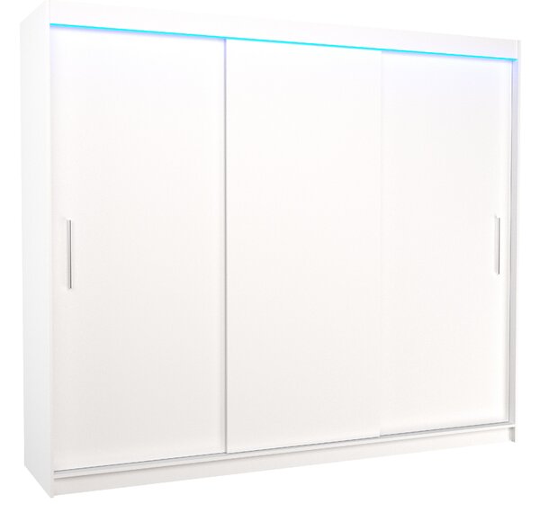 ADRK Šatní skříň posuvná s LED osvětlením ANTOS W 250 L, bílá
