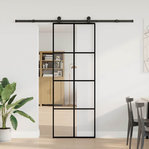Posuvné dveře s kováním 76x205 cm ESG sklo a hliník 3332887
