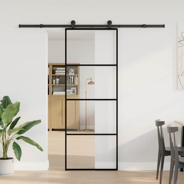 Posuvné dveře s kováním 76x205 cm ESG sklo a hliník 3332863