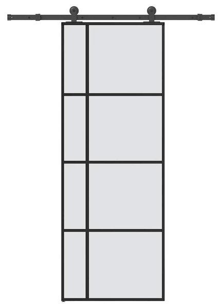 Posuvné dveře s kováním 76x205 cm ESG sklo a hliník 3332910