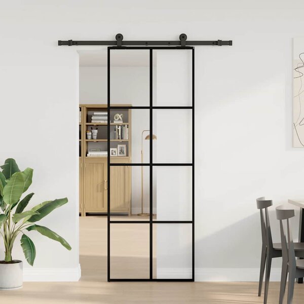 Posuvné dveře s kováním 76x205 cm ESG sklo a hliník 3332885