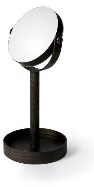 Stolní zrcadlo s poličkou z dubového dřeva Wireworks Magnify Dark