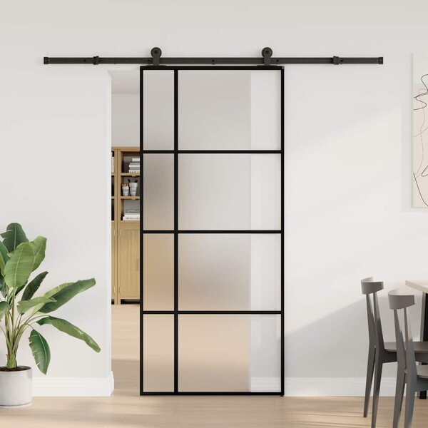 Posuvné dveře s kováním 90x205 cm ESG sklo a hliník 3332920