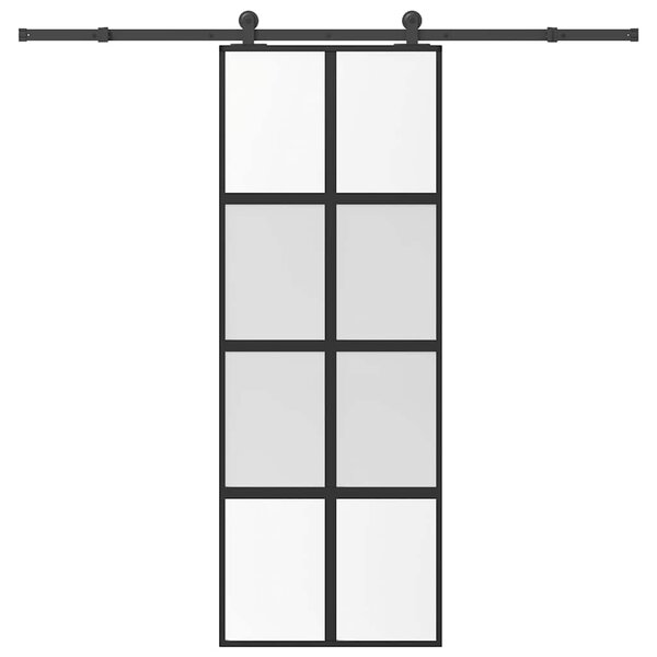 Posuvné dveře s kováním 76x205 cm tvrzeného sklo a hliník 3333010