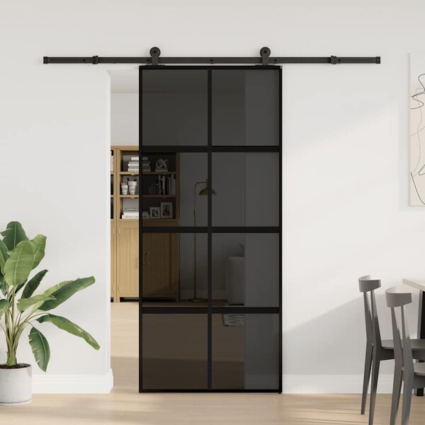 Posuvné dveře s kováním 90x205 cm tvrzeného sklo a hliník 3333023