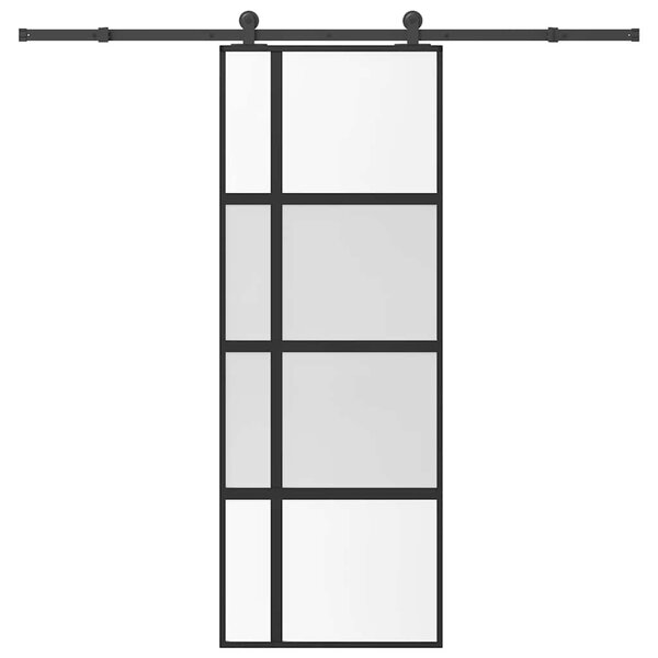 Posuvné dveře s kováním 76x205 cm tvrzeného sklo a hliník 3333034