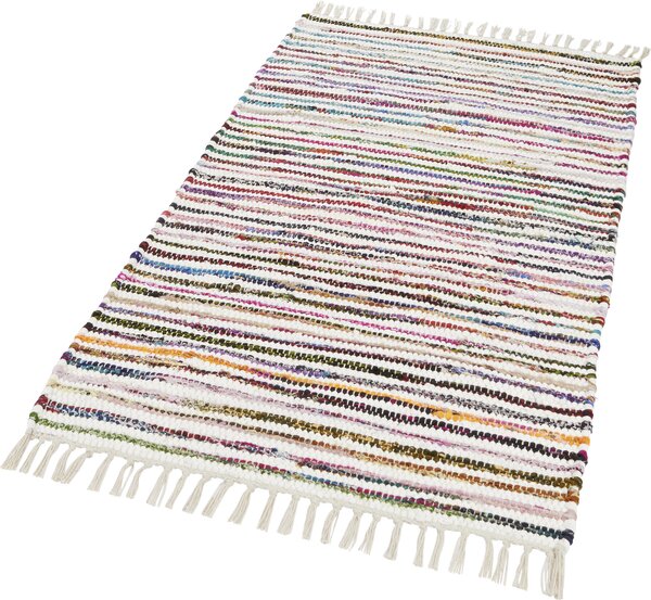 HADROVÝ KOBEREC, 60/120 cm vícebarevná, bílá Boxxx - Hadrové koberce