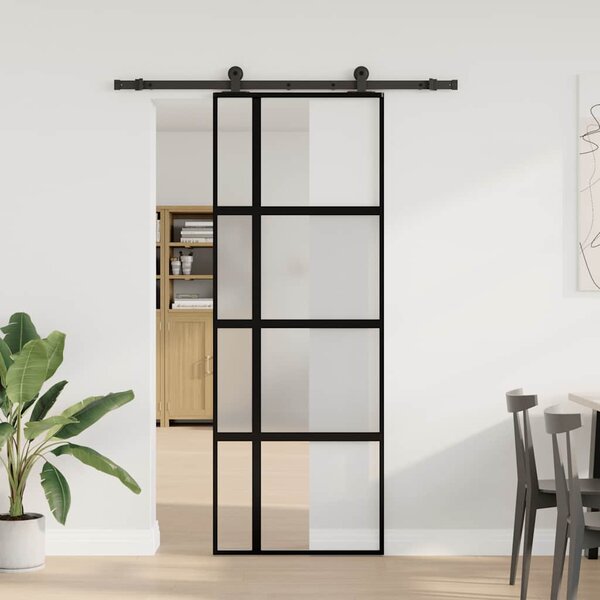 Posuvné dveře s kováním 76x205 cm tvrzeného sklo a hliník 3333031