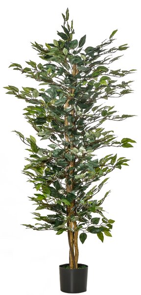 HOMCOM Umělý Fikus s Kmeny 150 cm - Umělá Rostlina s Květináči a 1008 Realistickými Listy pro Dekoraci Domova do Obývacího Pokoj a Ložnice Ø17x150 cm