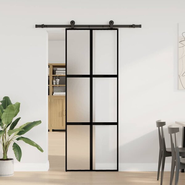 Posuvné dveře s kováním 76x205 cm tvrzeného sklo a hliník 3332959