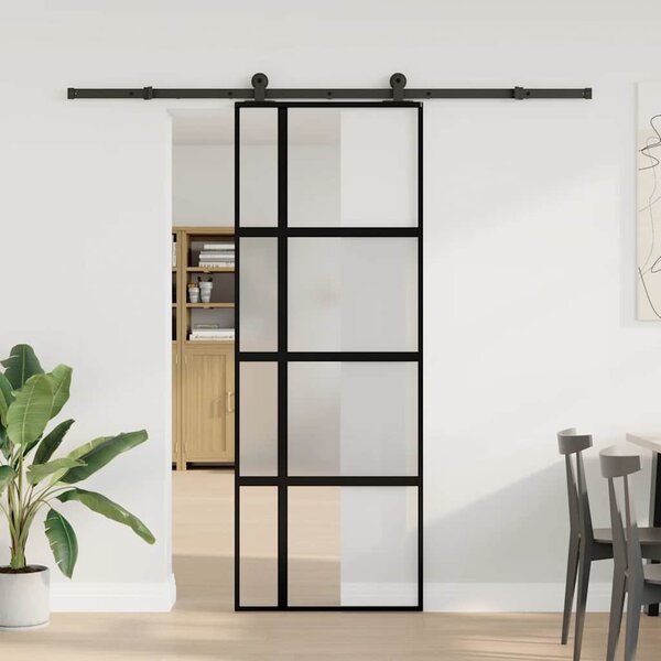 Posuvné dveře s kováním 76x205 cm tvrzeného sklo a hliník 3333034