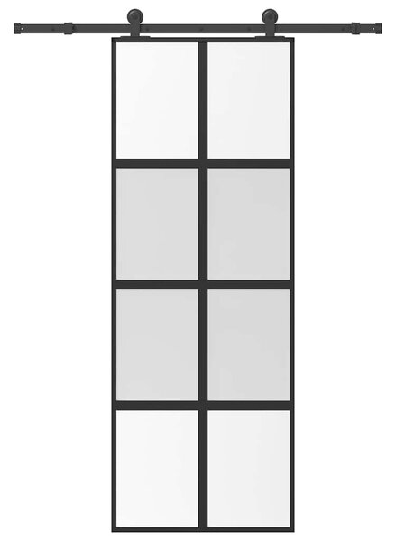 Posuvné dveře s kováním 76x205 cm tvrzeného sklo a hliník 3333007