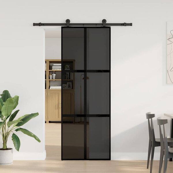 Posuvné dveře s kováním 76x205 cm tvrzeného sklo a hliník 3332983