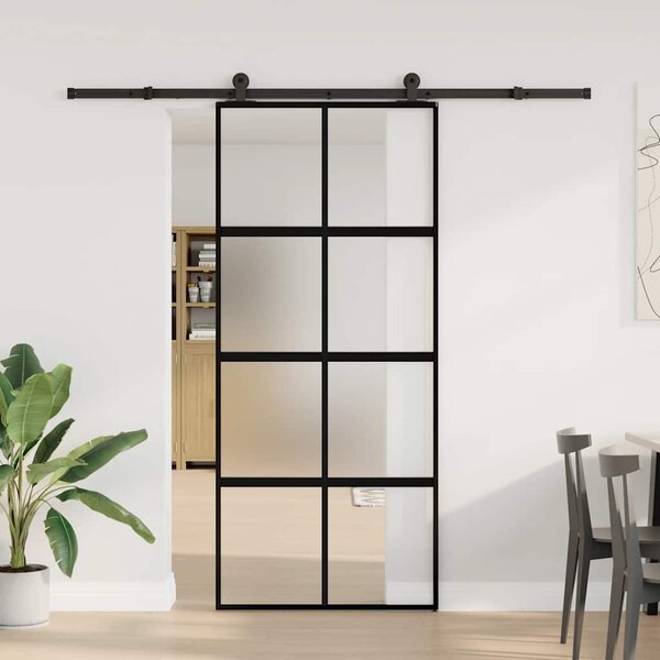Posuvné dveře s kováním 90x205 cm tvrzeného sklo a hliník 3333011