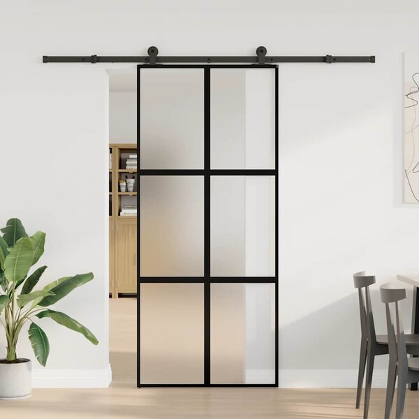 Posuvné dveře s kováním 90x205 cm tvrzeného sklo a hliník 3332963
