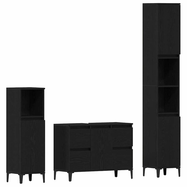 Sada koupelnového nábytku 3 ks Černý dub 30 x 30 x 180 cm 3333091
