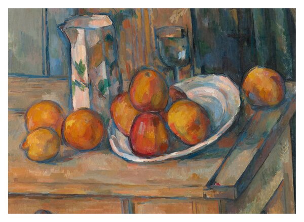 Obraz - Paul Cézanne, Still Life with Milk Jug and Fruit, reprodukce (70x50 cm)